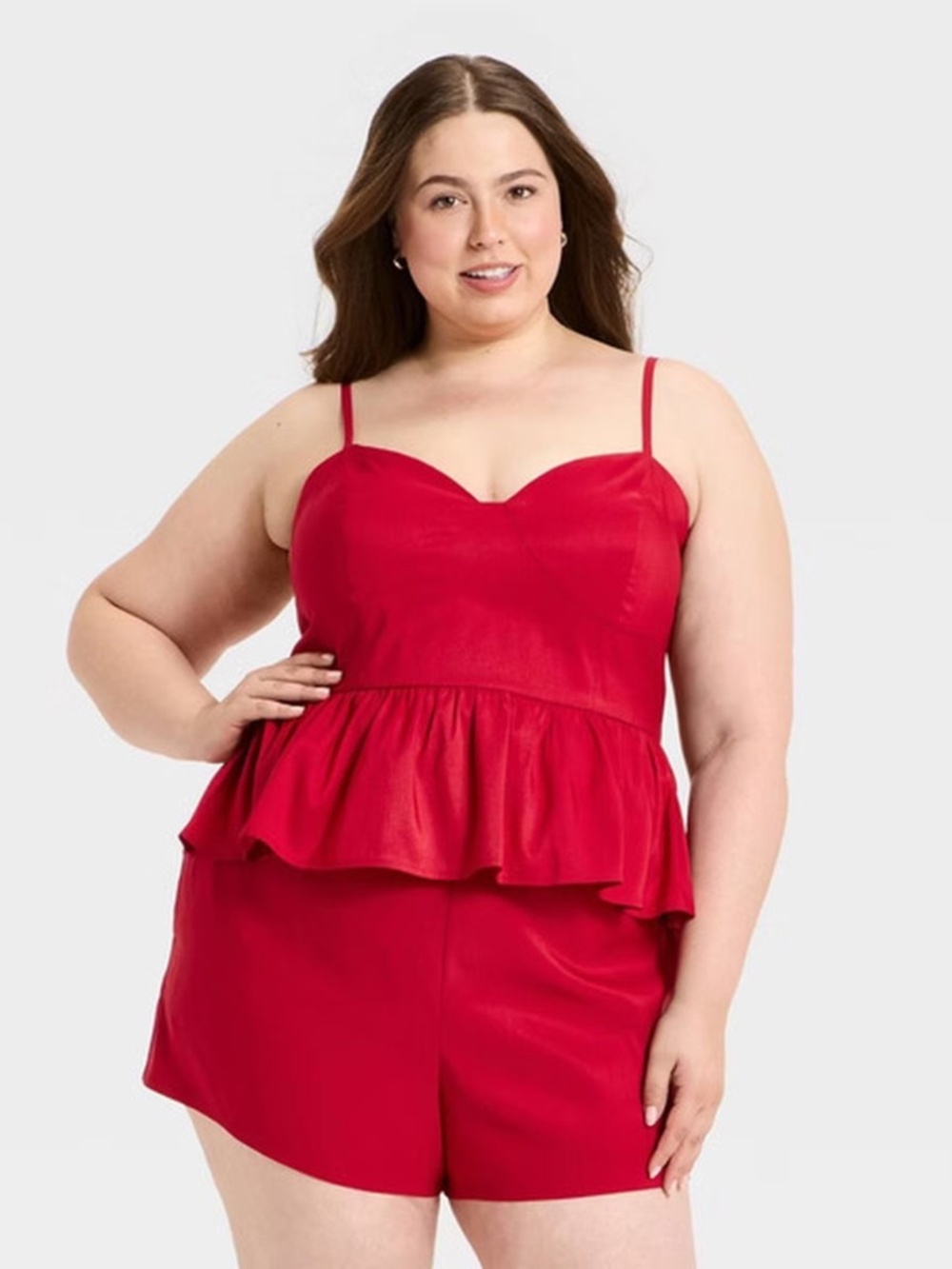 Women's Valentine's Corset Peplum Top - A New Day Red XS